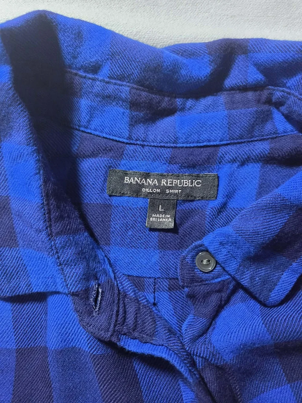 Banana Republic Blue and Black Plaid Button-Down Shirt